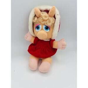 Vintage 1987 Baby Miss Piggy‎ Christmas Plush 11" Jim Henson Muppets Doll